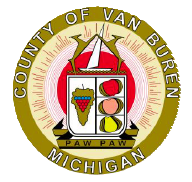 County of Van Buren, Michigan official seal with shield emblem and gold circular border.